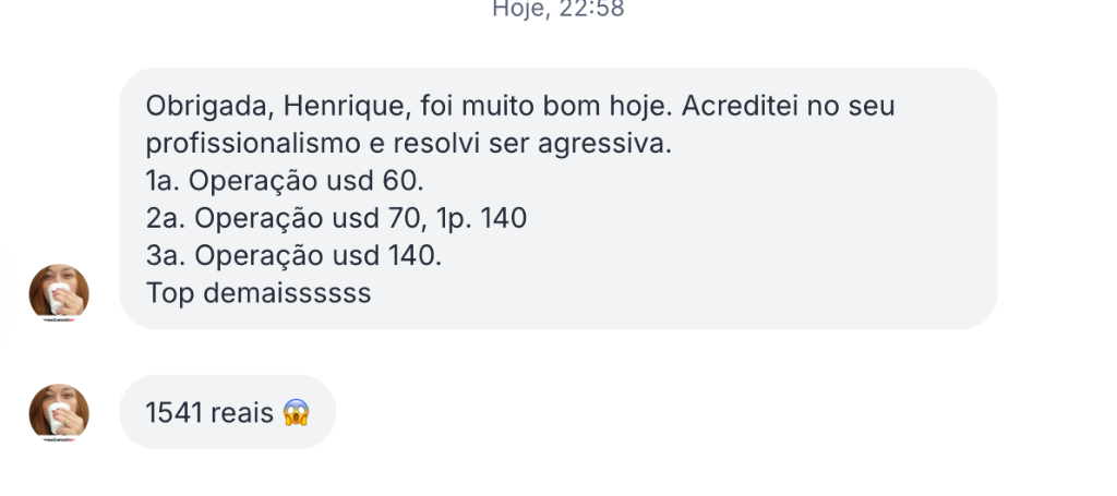 Depoimento de aluna sobre resultados agressivos